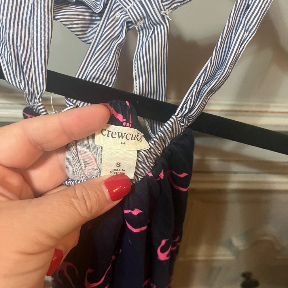 Crewcuts Navy Dress with Pink Highlights and Striped Straps- nautical anchor - Picture 4 of 4